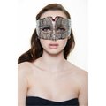 Perfectpretend Silver with Red Rhinestones Luxury Roman Guard Filigree Laser Cut Metal Mask One Size PE372253